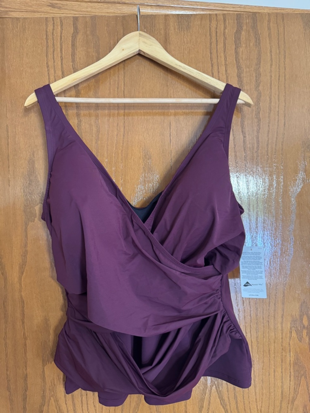 Lands' End Women's Plum Surplice Swim Tankini Top